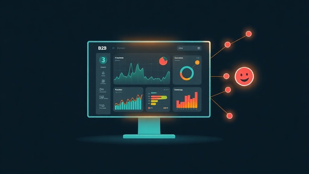 Illustration of a SaaS dashboard being cited by an AI assistant