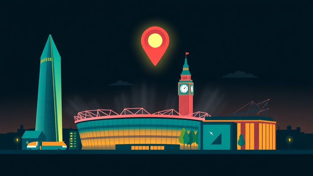 Illustration of the Manchester skyline with a search pin, representing local SEO services
